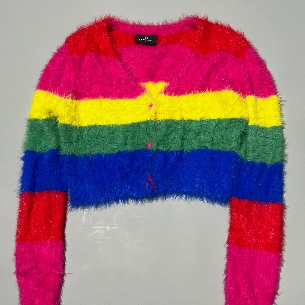 Lazy Oaf Fuzzy Rainbow Cardigan